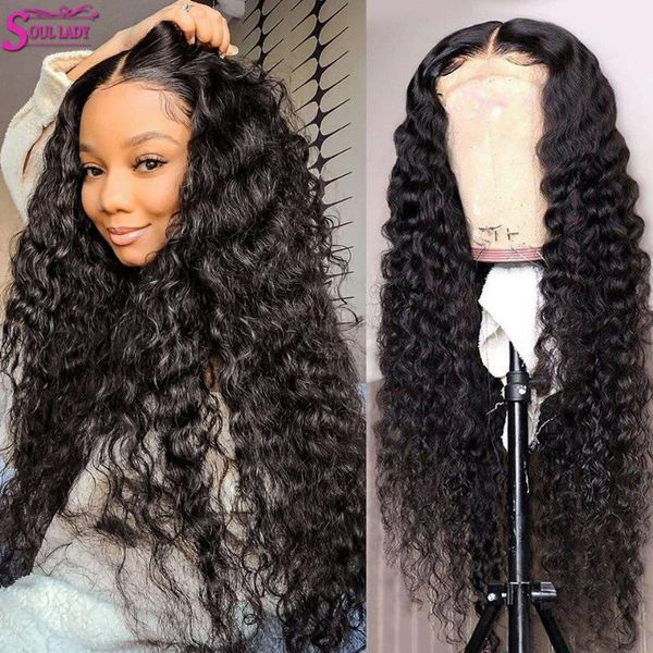 

lace wigs 30 inch deep wave wig transparent front human hair for women t part brazilian wet and wavy frontal, Black;brown