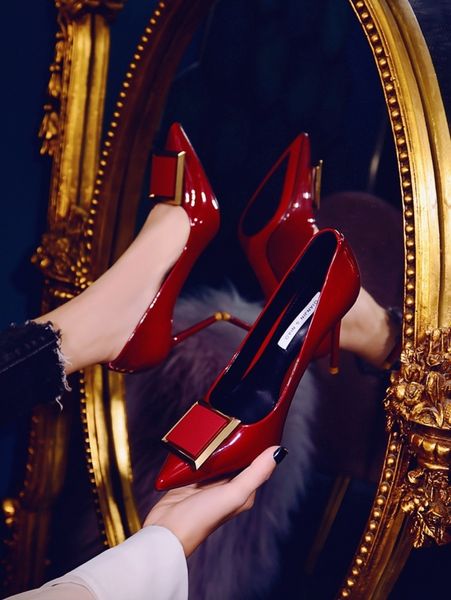 

sandals 2021 spring fashion shallow mouth wedding shoes banquet dress high heels pointed toe ladies all-match work ahb0, Black