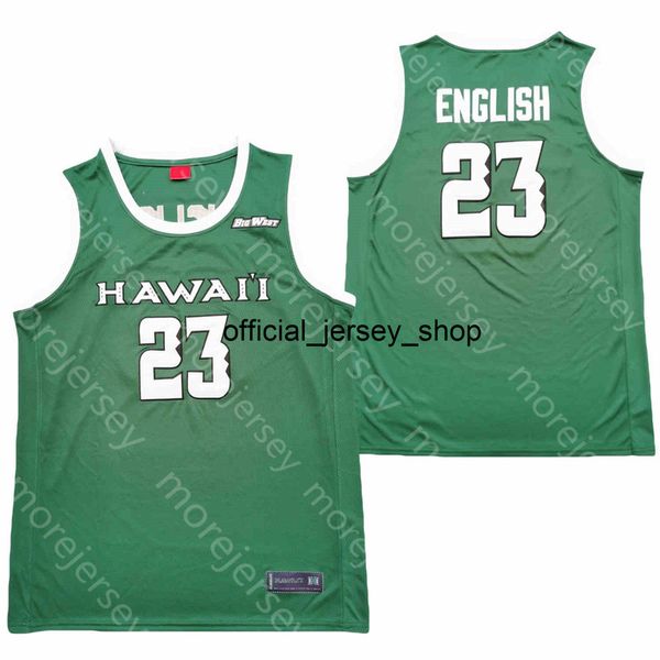 2020 New Hawaii College Basketball Jersey NCAA 23 English Green All Stitched and Embroidery Men Youth Size