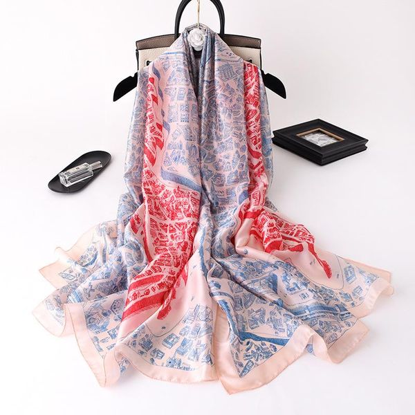 

scarves luxury satin beach towel fashion horse print summer neck women silk scarf female 180x90cm square shawls, Blue;gray