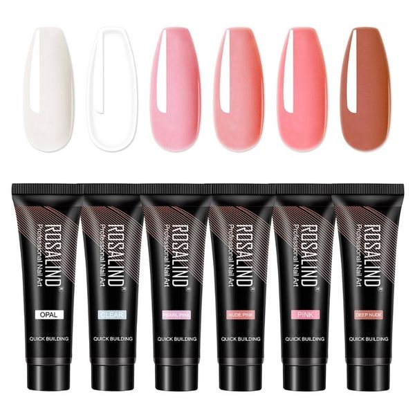 

nail gel 6pcs poly builder uv quick building tips finger extension nails art, Red;pink