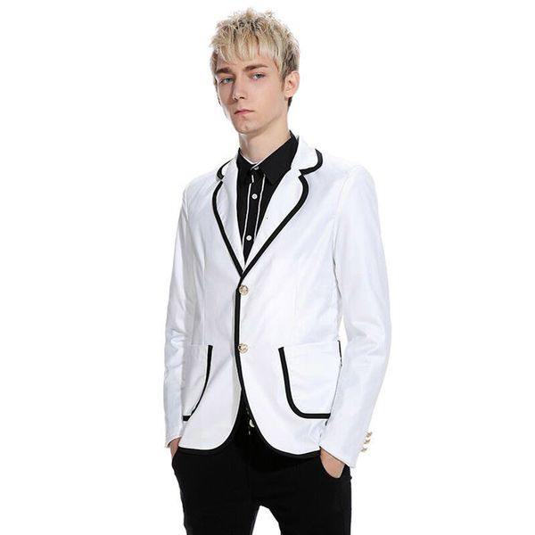 

men's suits & blazers latest designs white men suit black lapel prom wear male slim fit costume casual party 2piece jacket+pants z, White;black