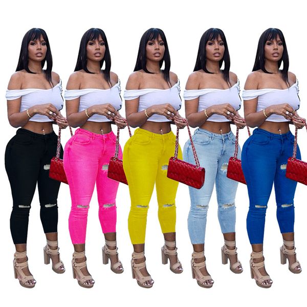 

women's jeans wholesale items denim pants solid hold ripped classic blue jean one piece pant women trousers b6915 by dhl