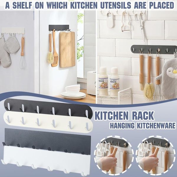 

hooks & rails kitchen wall-mounted storage rack punch-strong and seamless carbon steel hook bathroom cleaning tool