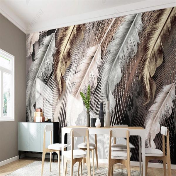 

wallpapers wallpaper decoration light luxury feather wall mural modern minimalist tv background for bedroom walls