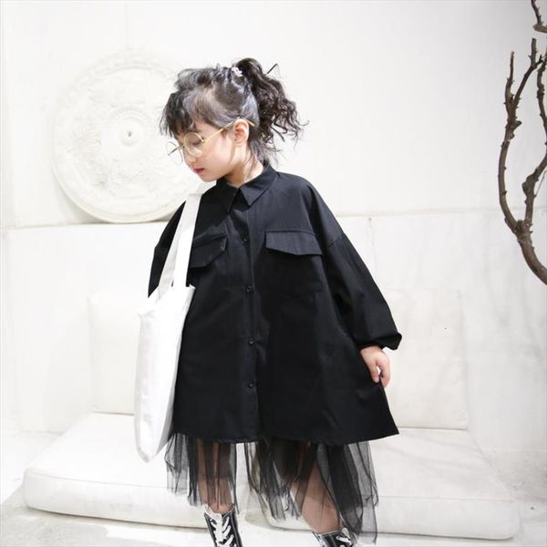 

baby girl shirt spring dresses autumn korean style sweet mesh patchwork black for childrens big clothes ws314, Red;yellow