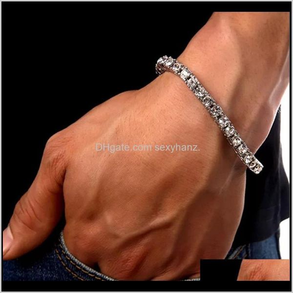 

drop delivery 2021 iced out gold chain for mens hip hop damond tennis bracelets jewelry single row rhinestone bracelet 8inch tlf9p, Golden;silver