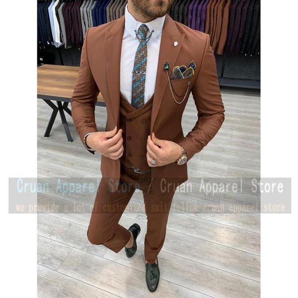 

men's suits & blazers tailor-made light brown men suit formal slim fit man groom wedding tuxedo business jacket double breasted vest pa, White;black