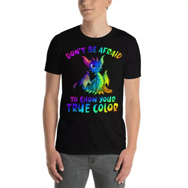 

don't be afraid to show your true color funny hippie dragon shirt, White;black