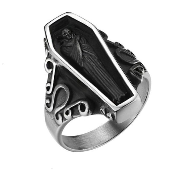 

new men's stainless hand titanium steel portrait accessories headdress ring, Black
