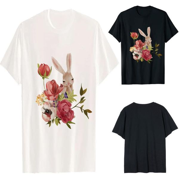 

couple fashion casual loose funny creative t shirt femme print short camisetas de mujer tee women's t-shirt, White