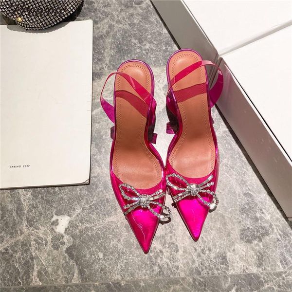 

dress shoes prowow luxury women sandals butterfly rhinestone embellished pink pvc clear glass heel gladiator celebrity, Black