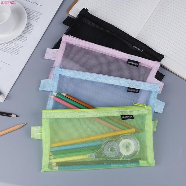 

storage bags 1pcs travel pouch pencil case simple transparent mesh cosmetic bag tote organizer sac en filet maille