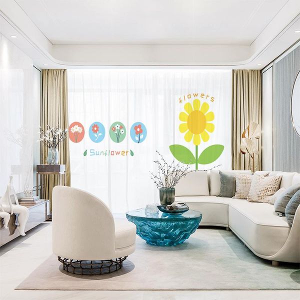 

curtain & drapes custom chiffon window drape for nursery kids children living room sunflower blossom white khaki gray brown pink blue