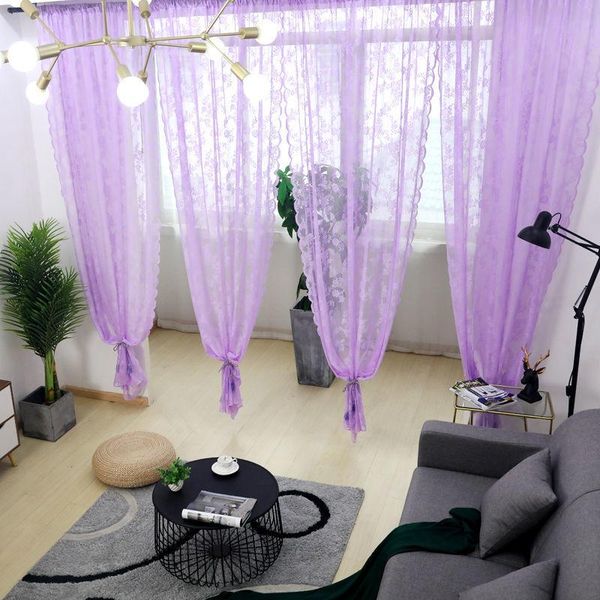 

curtain & drapes romantic purple pink sheer curtains for living room bedroom solid lace voile kitchen bathroom door tulle home decor