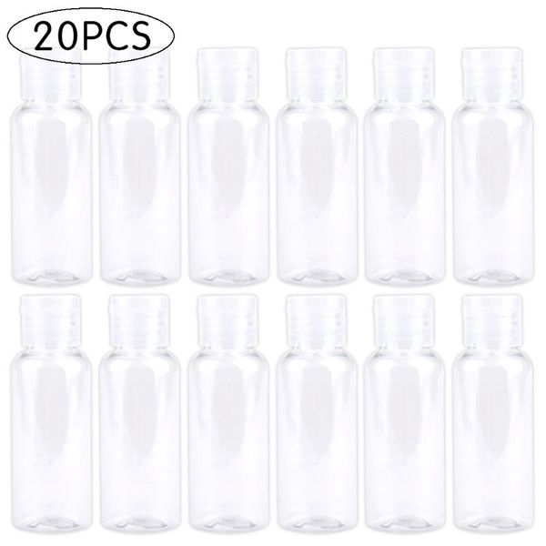 

storage bottles & jars 20pcs empty plastic bottle travel container cosmetics shampoo vail lotion refillable portable pet clear flip lid cap