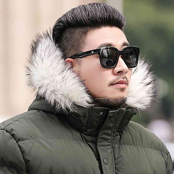 

men's down & parkas winter style classic men's casual padding long jackets parka with fur hood thick warm windbreaker coat a4qv# h, Black