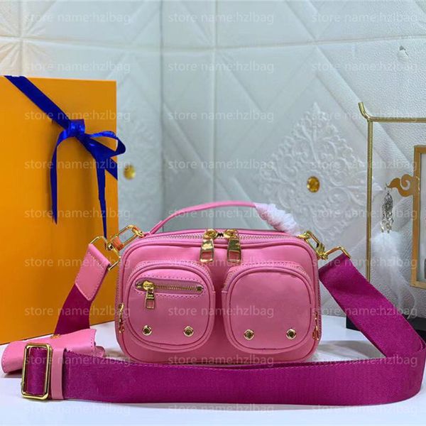 

sporty utility crossbody bag m80450 sliding coin purse leather versatility pink embossed double zip designer bags m59244