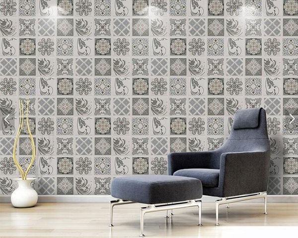 

wallpapers custom papel de parede 3d, bohemian style tile pattern mural for living room bedroom restaurant background wallpaper