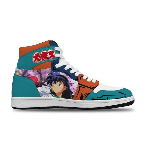 

2021 japanese anime inuyasha diy printed running non-slip casual shoes for man fashion sneakers high basketball shoes non slip