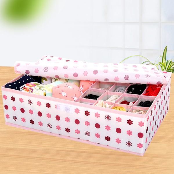 

storage drawers foldable underwear box dots boxes for ties socks container drawer divider 17 grids lidded organizer