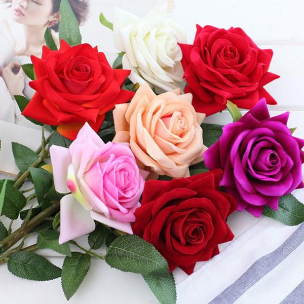 

artificial flowers silk rose long branch bouquet for wedding home decoration fake diy wreath supplies accessories decorative & wreaths