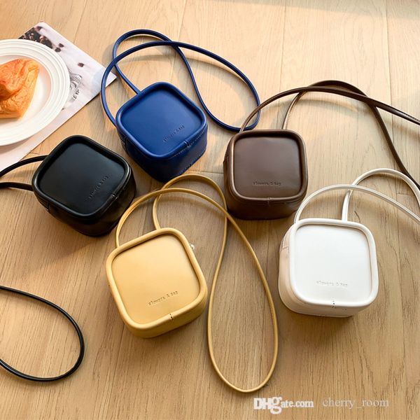 children girl pu handbags autumn winter simple pure color retro small square bag parent-child boys girls crossbody bags kids mini purse f887, Black