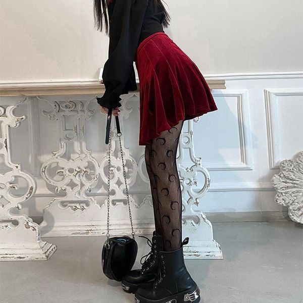 

skirts ruibbit girl spring autumn women's skirt lolita harajuku gothic velvet punk red for female ladies mini black