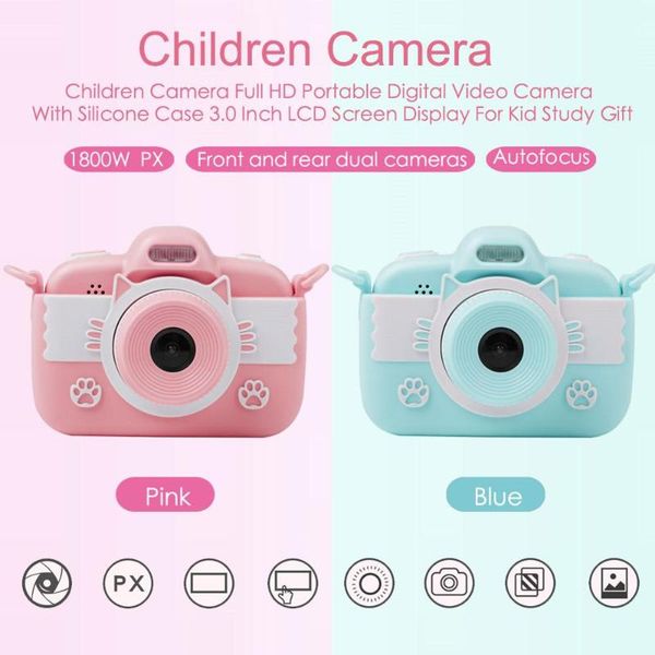 

mini kids digital camera 3.0'' lcd screen display full hd with silicone case children toys for christmas gift cameras