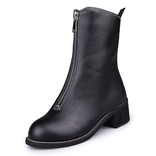 

boots 2021 autumn and winter women's zipper mid-tube trendy fashion, Black