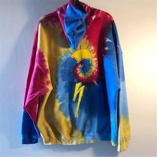 

men's hoodies & sweatshirts travis scohoodie high street sport colorful tie dyed and women's, Black