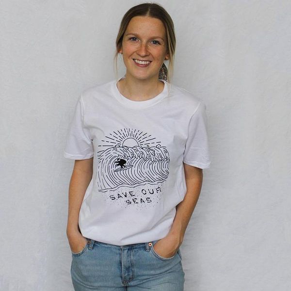 

women's t-shirt save our seas women tshirt surfriding harajuku grpahic tees cotton power t-shirts ladies steetwear outdoor drop, White