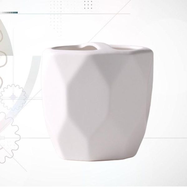 

1pc ceramic toothbrush holder artistic container washstand organizer bathroom supply (white) bath accessory set