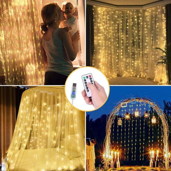 

strips 300 led string curtain light with remote control and timer 8 modes usb powered for valentine bedrooms party christmas weddings