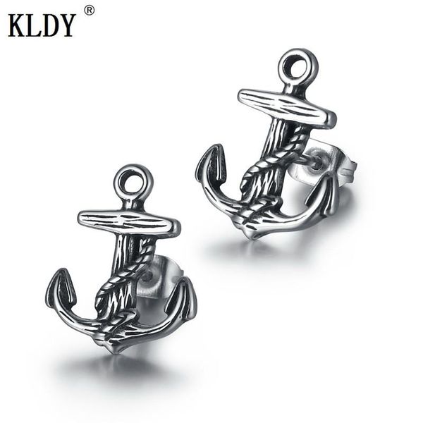 

stud kldy halloween earrings men silver anchor punk cross stainless steel men's jewelry wholesale christmas gift 2021, Golden;silver