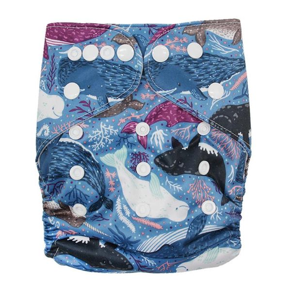 

patpat reusable washable adjustable fish print cloth diaper diapers