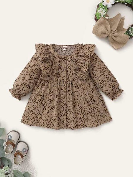 

baby girl dalmatian print ruffle babydoll dress she, Red;yellow