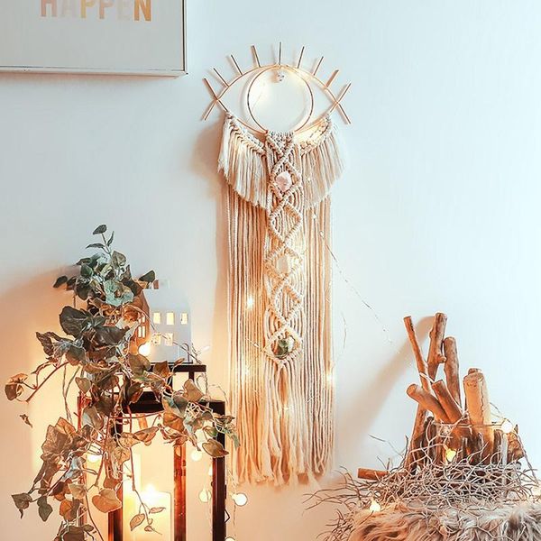 

tapestries hgho macrame wall hanging dream catcher boho eye shape woven wall-mounted tapestry for apartment living room home decor