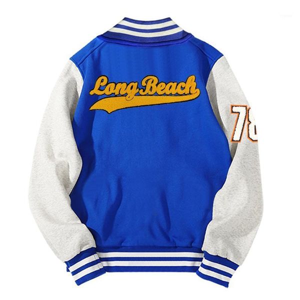 

men's jackets 2021 arrival fashion baseball uniform coat fleece cotton letter preppy style single breasted bomber jacket men, Black;brown