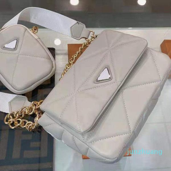 

designer- women crossbody belt bags three-in-one fashion lady metal hand chain leather handbag nylon hobo bag