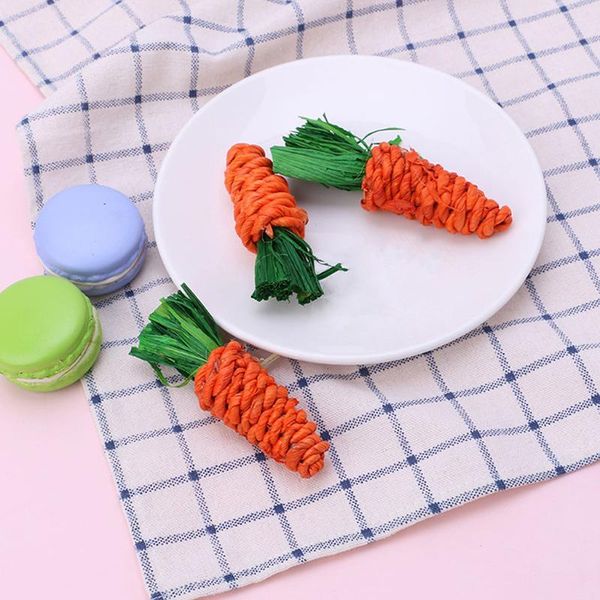 

small animal supplies 3pcs/set carrot shaped hamster chew bite toys guinea pig tooth cleaning