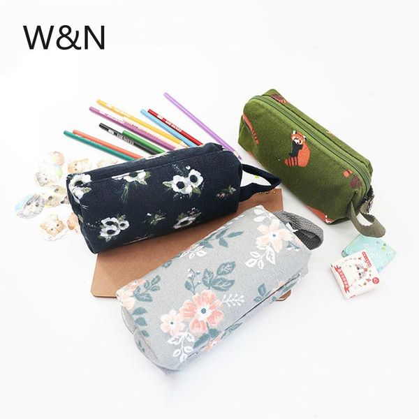 

big pencil case for girls boys kawaii school pencilcase canvas pen box cute student stationery supplies black bag etui bags