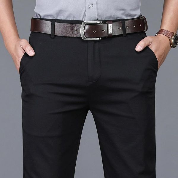 

men's pants 2021 spring and summer business high waist casual fashion stretch loose straight trousers male brand suit, Black