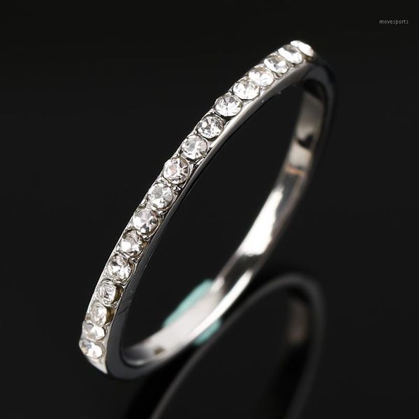 

wedding rings simple thin ring for women fashion micro pave cz three colors alloy finger girlfriend jewelry gift1, Slivery;golden