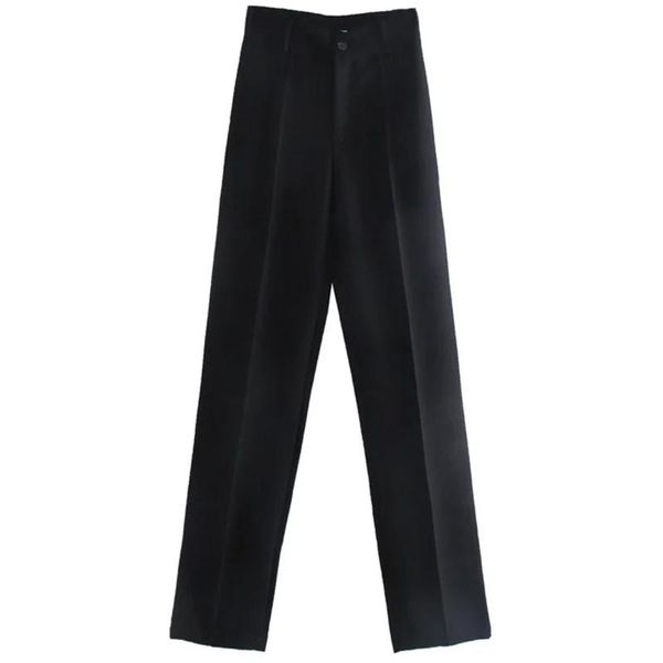 

women's pants & capris 2021 women pant traf casual high waist chic office ladies female elegant beige straight suit trousers, Black;white