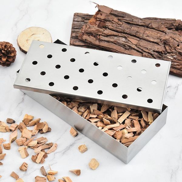 

tools & accessories 1pc bbq stainless steel smoke box fruit charcoal case barbecue spice outdoor gadgets kitchen utensils