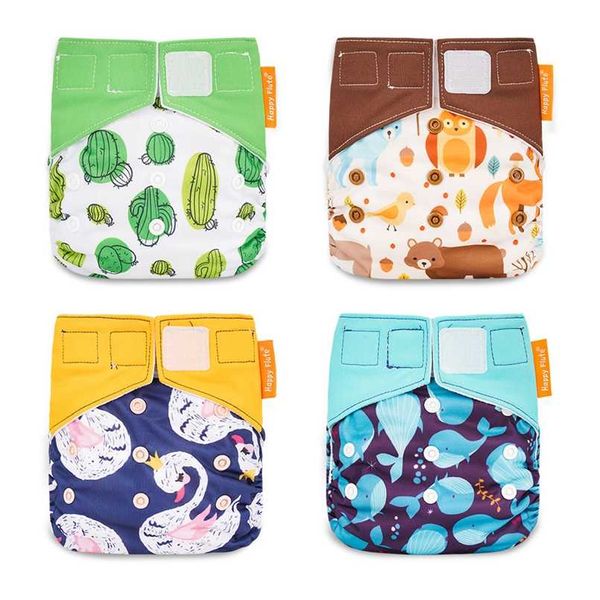 Happyfluge OS Pano Diapers Reusbale Night Washable Aio Baby Baby Pano impermeável Pano Feliz Fit 0-2 Anos 3-15Kg Bebê 211028