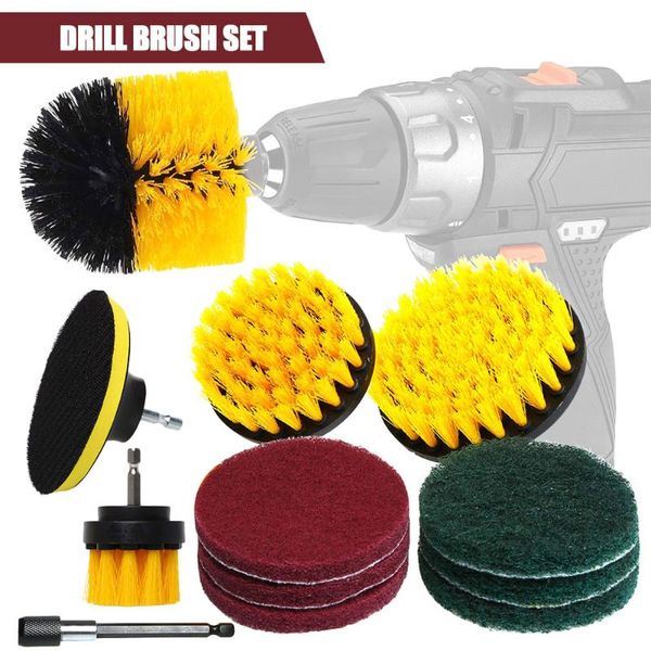 

set car electric drill brush kit plastic round cleaning scrub pads tires nylon brushes accessories sponge