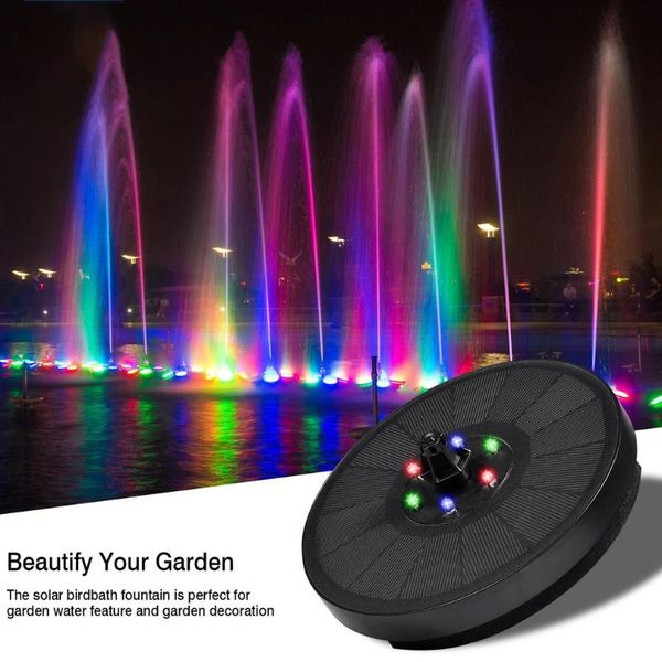 

7v/3w solar fountain ip68 waterproof pools fountains colorful 6 lights swimming pump panel powered garden decor decorations