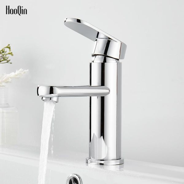 

haoqin basin faucets chrome brass bathroom faucet tap sink mixer vanity and cold water tapware